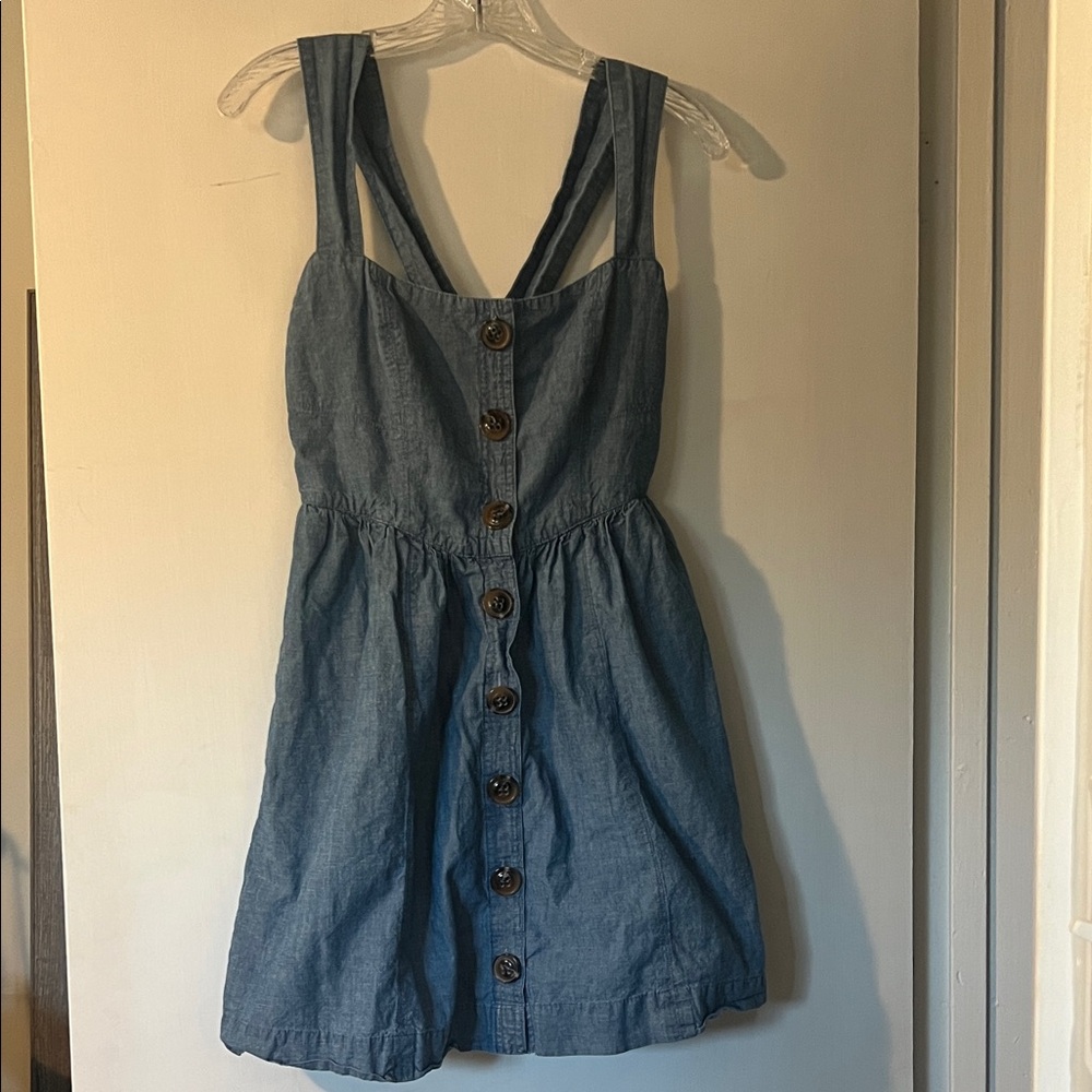 Free People Denim Blue Button-Front Mini Dress